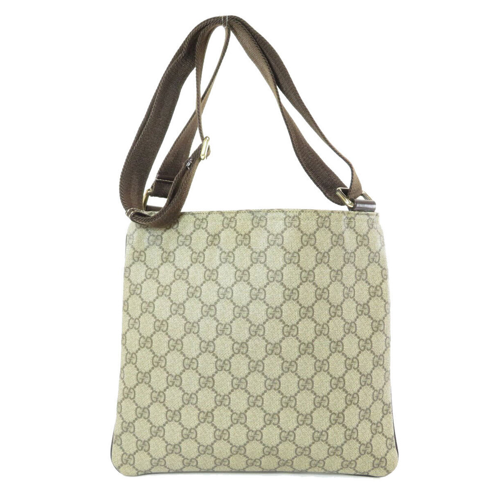 Gucci brown leather monogram Supreme Messenger Bag GG Canvas